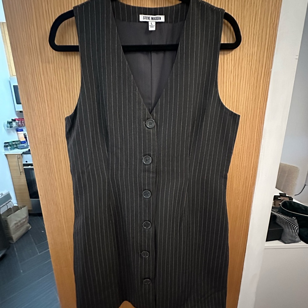 Steve Madden Charcoal Pinstripe Mini Dress